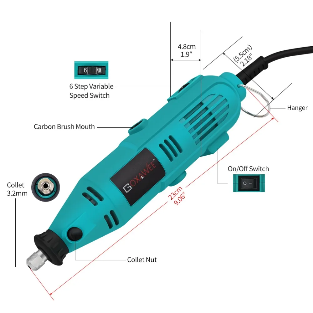 GOXAWEE электрическая дрель Dremel гравировальная ручка вращающийся инструмент переменная скорость мини дрель шлифовальный станок с электроинструментами аксессуары