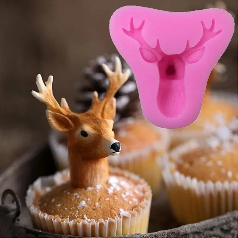 

Stag Head Mold Christmas Deer Silicone Mould Fondant Cake Decorating Mold