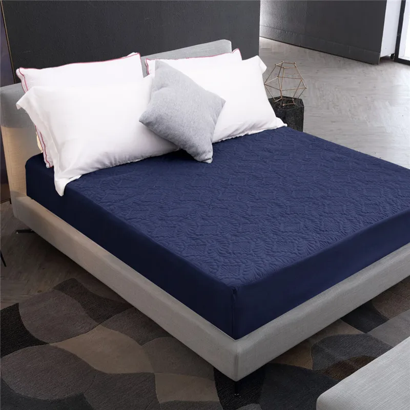  MECEROCK Solid Color Quilted Embossed Waterproof Mattress Protector Fitted Sheet Style Cover for Ma