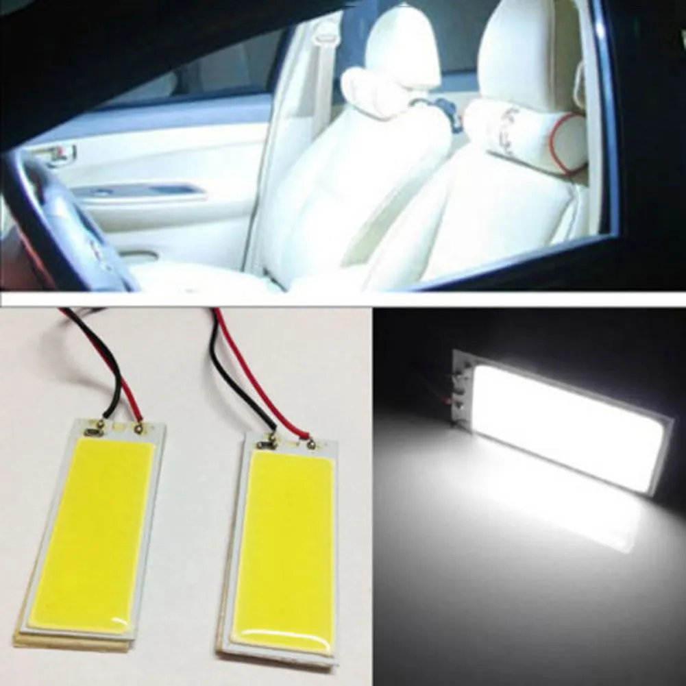 

2Pcs Automobile Xenon HID 36 COB LED Dome Map Light Bulb Auto Car Interior Panel Lamp 12V 5500-6000K w/ T10 BA9S Festoon Adapter