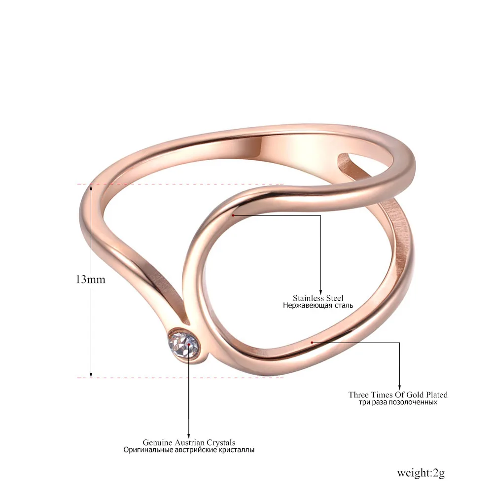 Lokaer простой дизайн CZ Кристалл юбилей кольца ювелирные изделия для женщин девочек розовое золото цвет нержавеющая сталь Diy аксессуары R19021