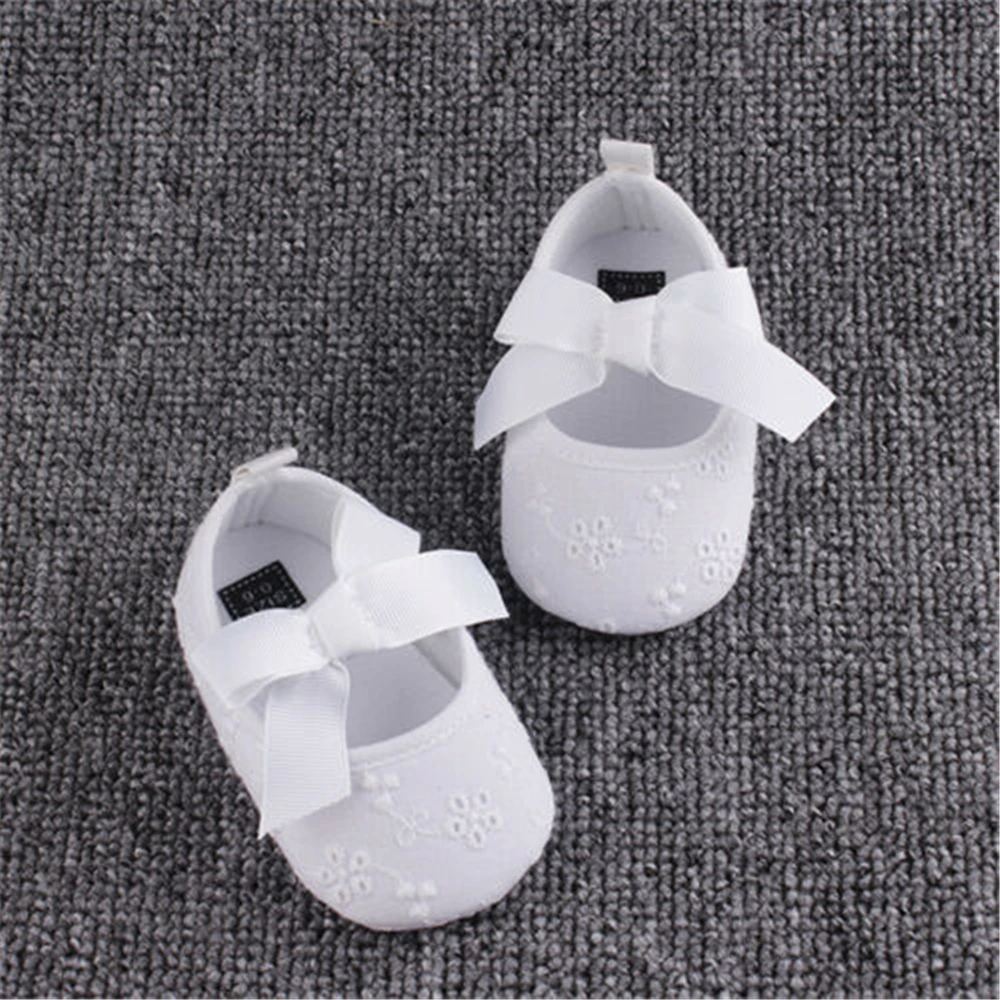 

Hot Toddler Girl Bow First Walker Shoes Crib Shoes Newborn Baby Bowknot Soft Sole Prewalker Sneakers