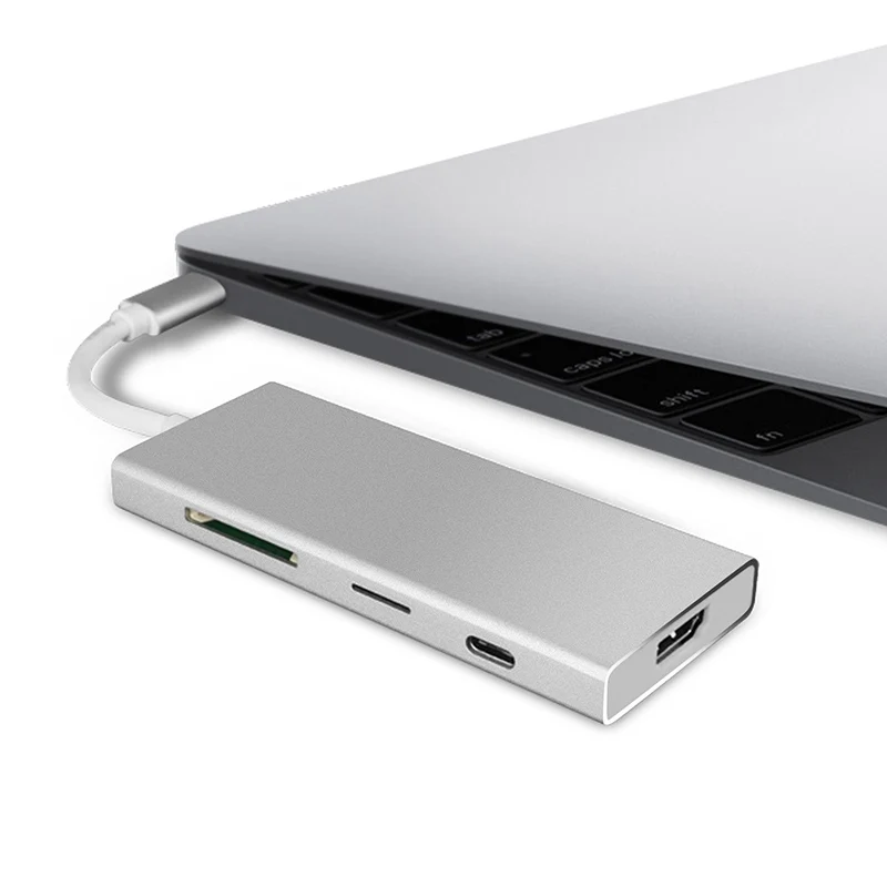 Type-C usb-хаб 3,0 HDMI 7 портов 10 Гбит/с кардридер адаптер USB TF sd-карта портативный для USB-C интерфейс для Apple для microsoft