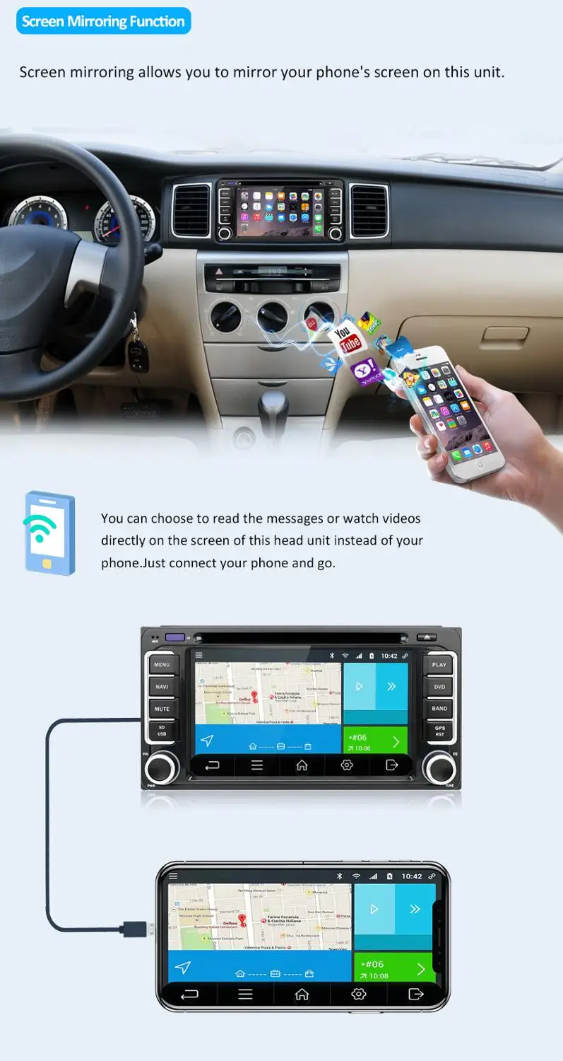 Sale 2 din Android 9.0 car multimedia player for Toyota Hilux VIOS Old Camry Prado RAV4 Prado 2003-2008 4 core car dvd player wifi BT 4