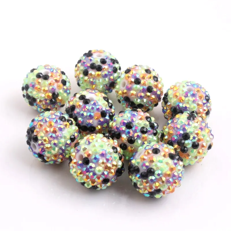 

OYKZA Chunky Halloween Color Confetti Rainbow Mix Resin Rhinestone Ball Beads for Kids Fashion Jewelry Necklace 10mm to 26mm