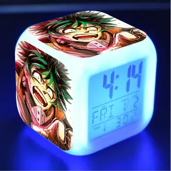

My Hero Academia Action Figures LED 7 Colors Change Touch Light Alarm Desk Watch Boys Girls Toys