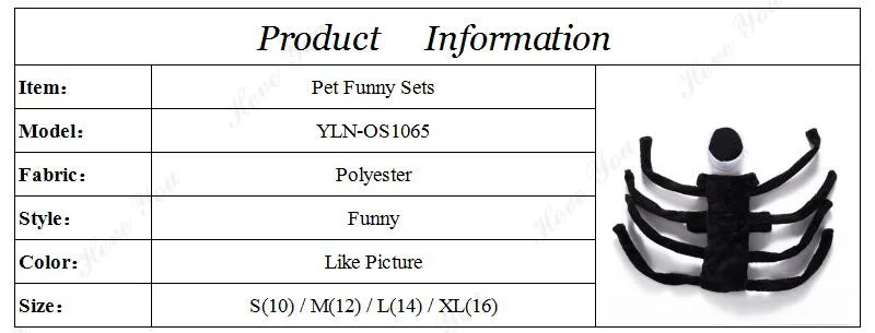 Heve You комплекты одежды для маленьких собак кошек одежда для домашних животных большой черный костюм собаки-паука Новинка Забавные вечерние костюмы для домашних животных