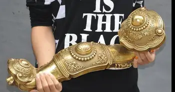 

671115414++++20" china brass copper fengshui Bat Town curtilage wishful Ruyi Art Lucky statue