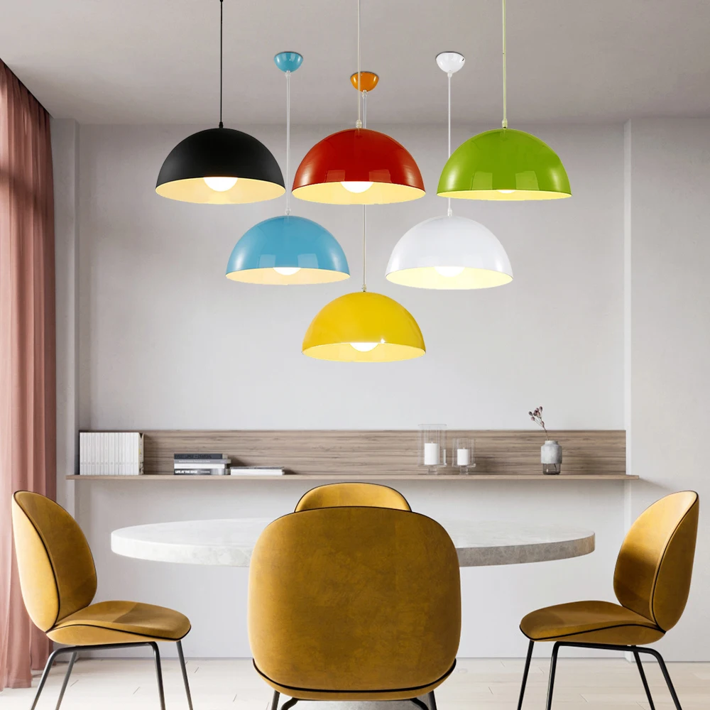 Modern art deco coloerful pendant lights iron minimalist painted light E27 LED 220V pyramid lamp for bedroom kitchen study hotel