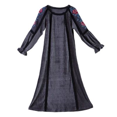 Линетт's chinoisery весна осень дизайн для женщин вышивка свободные платья - Цвет: Серый