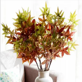 

2PCS Wedding Party Nodic Home Indoor Hotel Desktop Decoration Artificial American Maple Leaf Plants Fake Silk Plant Leaves
