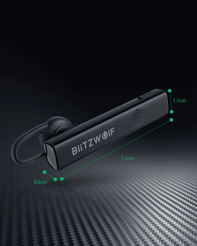 BlitzWolf BW-BH1 беспроводной bluetooth одиночный наушник HiFi мини светильник Smart Touch HD звонки шумоподавление вождения гарнитура