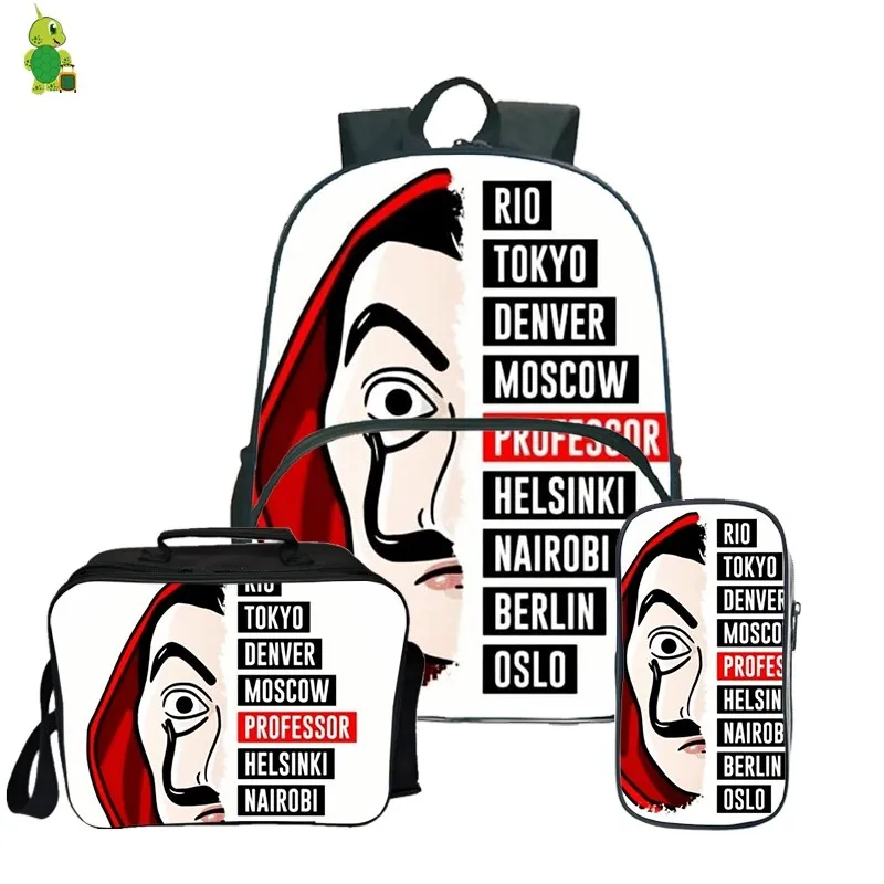 Mochila La Casa De Papel рюкзаки школьные сумки для подростков мальчиков и девочек рюкзак для ланча женский рюкзак дорожный рюкзак с пеналом - Цвет: 22