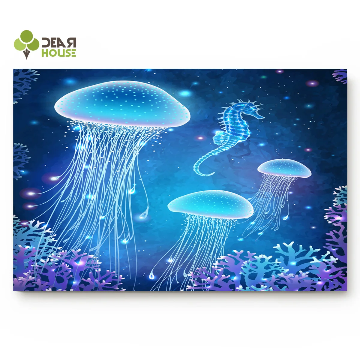Dear House Doormat Blue Jellyfish Hippocampus Bathroom Mat Outside Waterproof Shoes Scraper Entryway Rug Home | Дом и сад