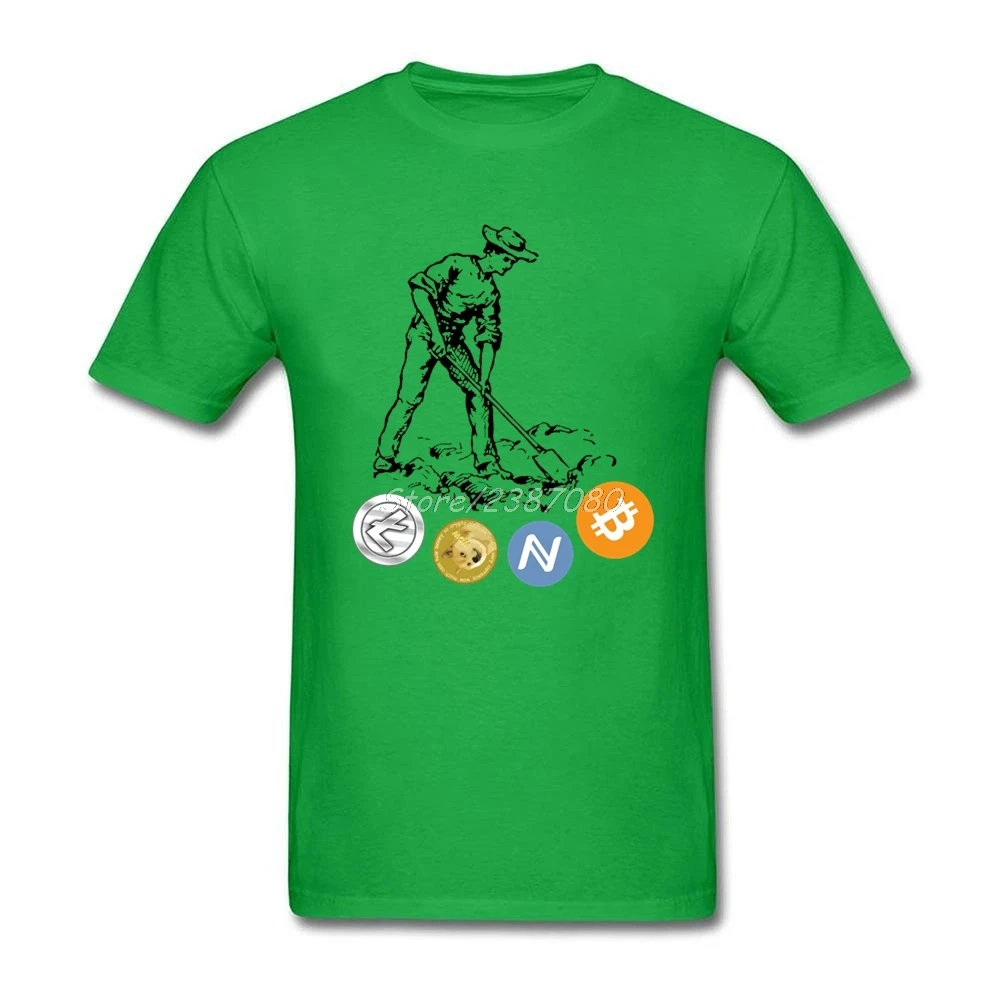 Cryptocurrency Miner T Shirt Short Sleeve Custom Pp Vegan Cotton Plus Size Bitcoin Dogecoin Litecoin Tees Shirts Homme