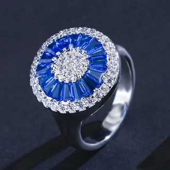

Fantastic Blue White Zircon Argent Jewelry Ring For Women US# Size 6 / 7 / 8 / 9 M02-J0068-74