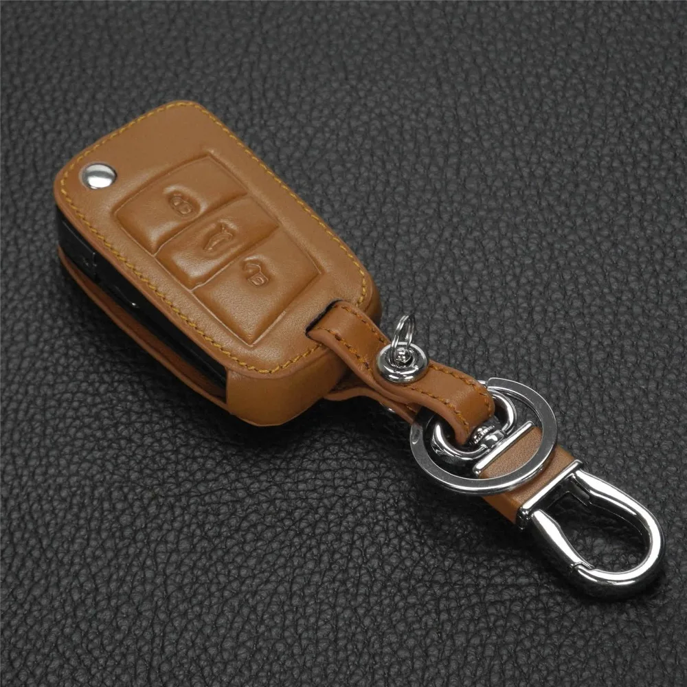 Jingyuqin кожаный чехол для ключей для Volkswagen VW Golf 7 GTI R MK7 Tiguan для Skoda Octavia A7 для Seat Leon Ibiza Key