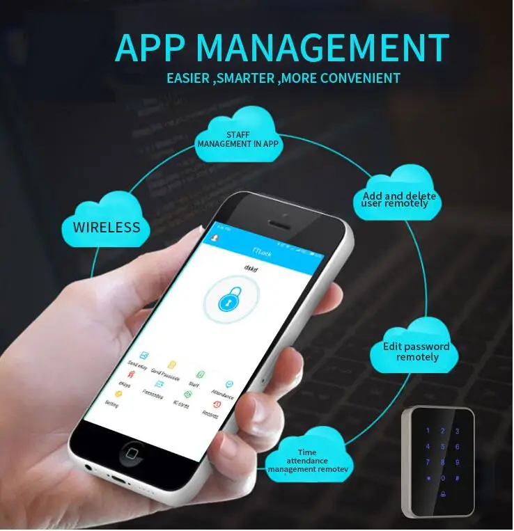 Mobile APP Remote Control Bluetooth Rfid Keypad Access Control Device for Whole Door Access Control System-7
