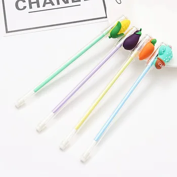 

48pcs/lot Cartoon creative cactus carrot corn eggplant gel pen Simple personality student office school black pen stationery