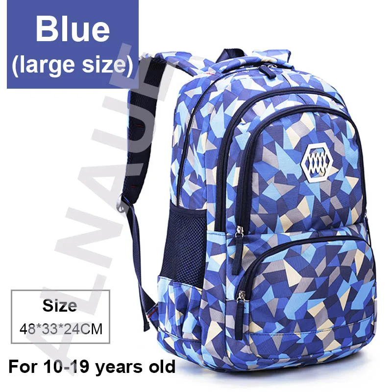 large blue Детские школьные ранцы для мальчиков и девочек, водонепроницаемые школьные рюкзаки для подростков, школьная сумка большой емкости, сумка для книг - Цвет: large blue