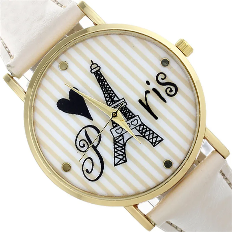Women's watches casual watches Retro Tower Stripe Pattern leather watch strap Analog Quartz Wrist Watch clock Reloj mujer M17 (8)