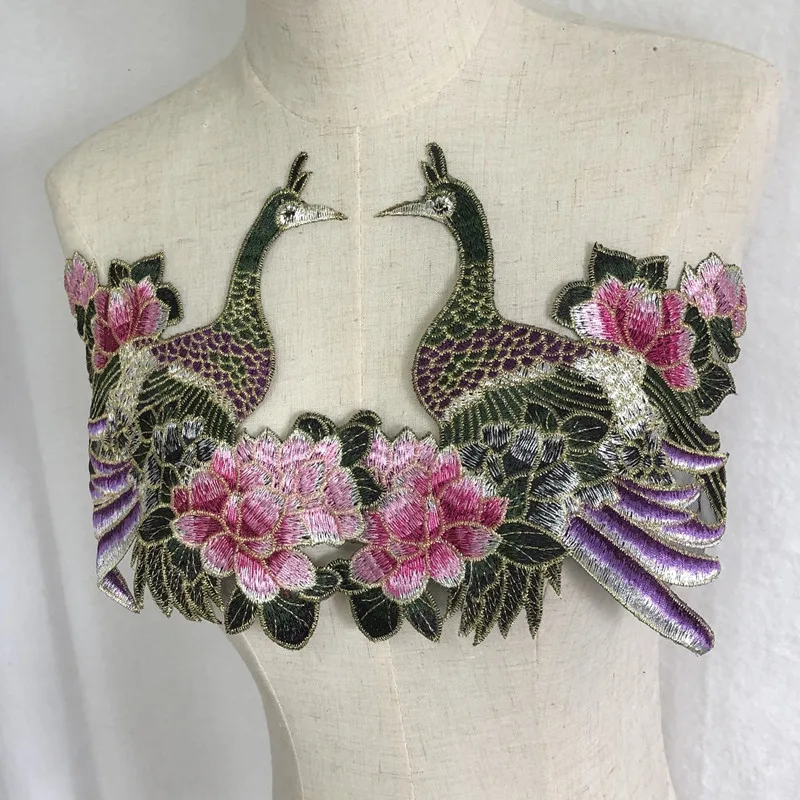 

SASKIA 1Pair Bird Embroidery Patch Animal Applique Sew On Clothes Sewing Clothing Accessory Chinese Flower Military Patches Diy