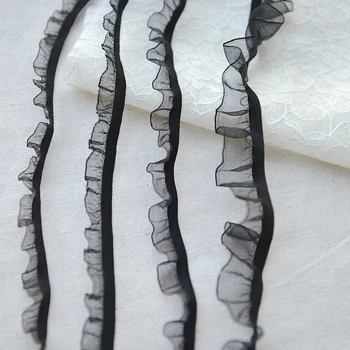 

Black elastic ruffle lace elastic gauze laciness accessories 2cm