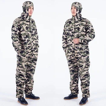

Men Work Clothing Long Sleeve Hooded Dust-proof Coveralls Camouflage Anti-pollution Painting Auto Repair Overalls Plus Size