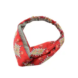 Женская Мода Boho Цветочные скрученный узел эластичный ободок Обёрточная бумага тюрбан волос Группа Йога Спорт для девушек аксессуары для