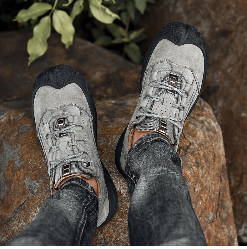 Высококачественные мужские ботинки из натуральной кожи; водонепроницаемые противоскользящие ботильоны; дышащая уличная Мужская обувь; zapatos hombre