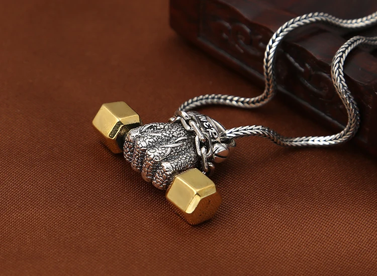 EDC 925 Silver with Brass Knife Beads A Pendant Paracord Outdoor DIY Decorations 925 Silver with Brass Camping Gear EDC Tools