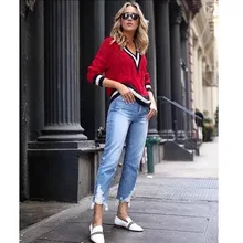 Модные джинсы Для женщин Винтаж из джинсовой ткани женские, с высокой талией джинсы Femme