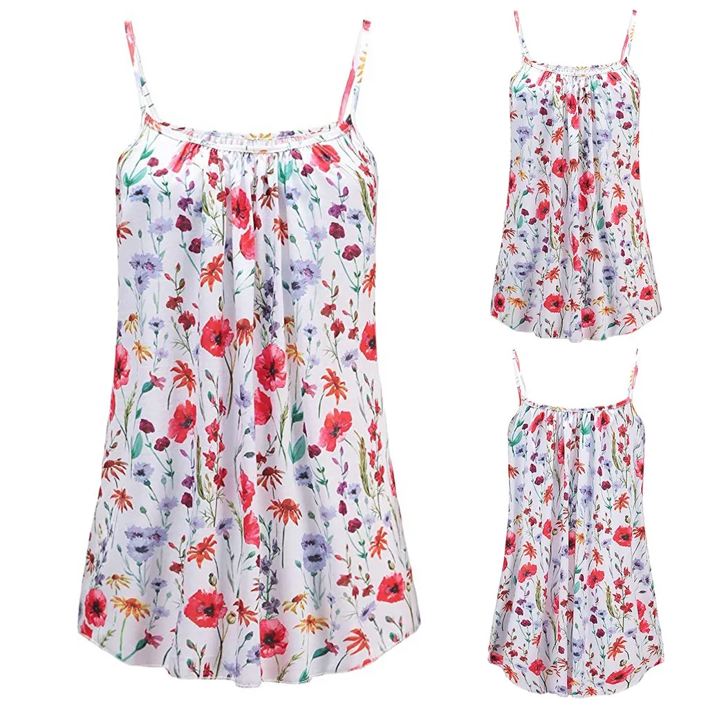 

Ladies Tops Blouses Woman 2019 Womens Loose Sleeveless Plus Size Printed Tops Basic Tank Top Vest blusas femininas de ver o 2019