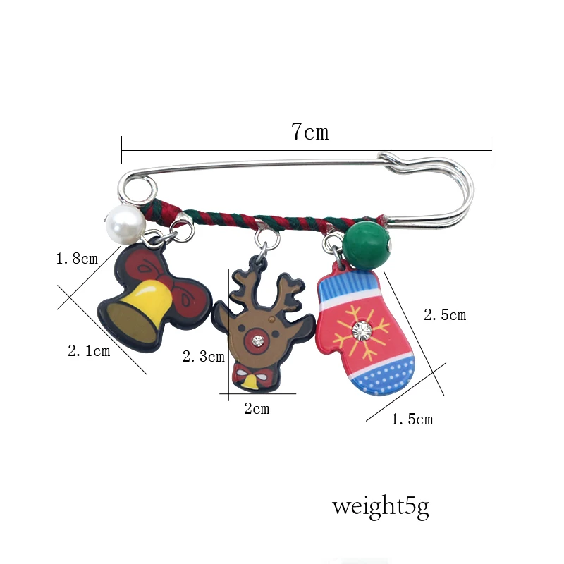 Рождество эмаль Прихватки для мангала Снеговик Санта Клаус загрузки колокольчик брошь Шпильки шерстяные обмотки Броши для Для женщин рождественские украшения Броши - Окраска металла: D