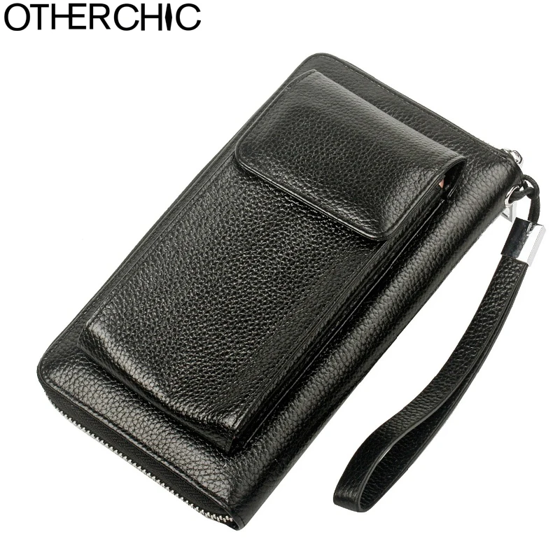 

OTHERCHIC Western Style Men Wallet Zipper Clutch Bag Cow Leather Genuine Leather Men Card Holder Portefeuille Femme 17Y04-59