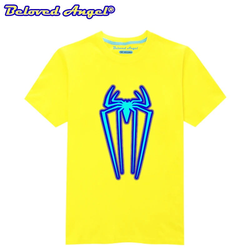 Летние футболки для мальчиков с световой комплект одежды из футболки с принтом Детские Повседневное короткий рукав Футболка с круглым вырезом для девочек, футболки, одежда для подростков, 3-15year