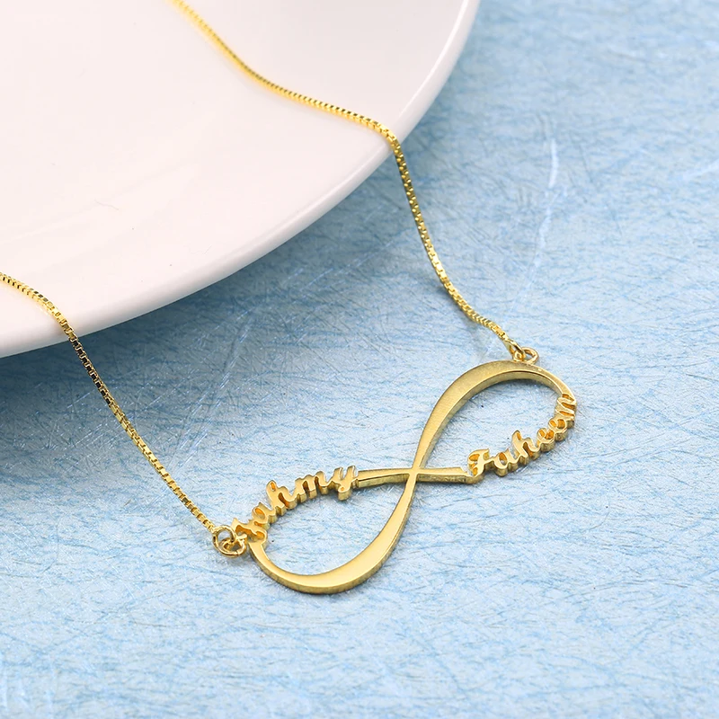RainMarch 925 Silver Infinity Name Necklace Women Personalized Necklaces & Pendants Customiz Chock Necklace Gift Dropshipping (4)