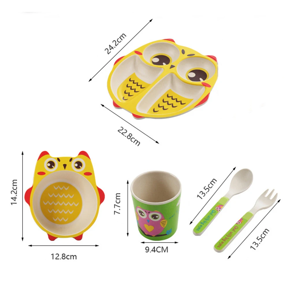 5pcs/sets Baby Dish Tableware Set Natural Bamboo Fiber Bowl With Cup Spoon Plate Fork Feeding Dishes for Kids Utensils 5pcs/sets Baby Dish Tableware Set Natural Bamboo Fiber Bowl With Cup Spoon Plate Fork Feeding Dishes for Kids Utensils