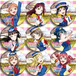 Любовь! Солнце! Aqours 3rd Одиночная счастливая вечерние Chika Kanan Watanabe Ruby Yoshiko Hanamaru Riko Dia Mari значок косплея эмблема