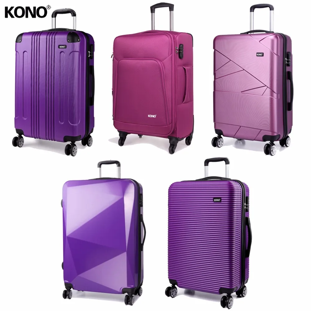 

KONO Lightweight Rolling Luggage Suitcase Large Travel School Business Carry On Trolley Case Bag 4 Wheel Spinner 28 Inch Purple