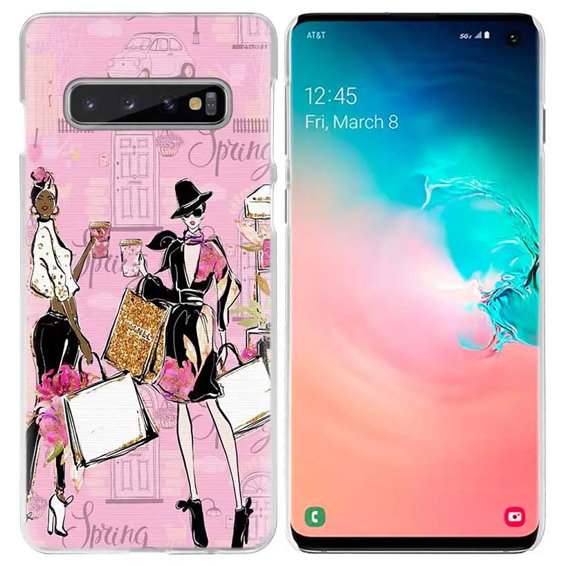 Vogue Девушка поход по магазинам чехол для samsung Galaxy S10 5G S10e S9 S8 M30 M20 M10 J4 J6 плюс J8 Note 8 9 прозрачный жесткий чехол из ПК для телефона - Цвет: 04