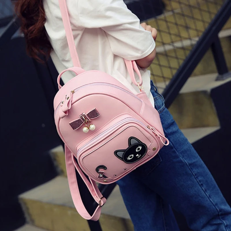 

Girls Women's Cute Cat 100803 Travel Shoulder Bag Bowknot Backpack School Rucksack BagsTravel School Bags Anti-Theft