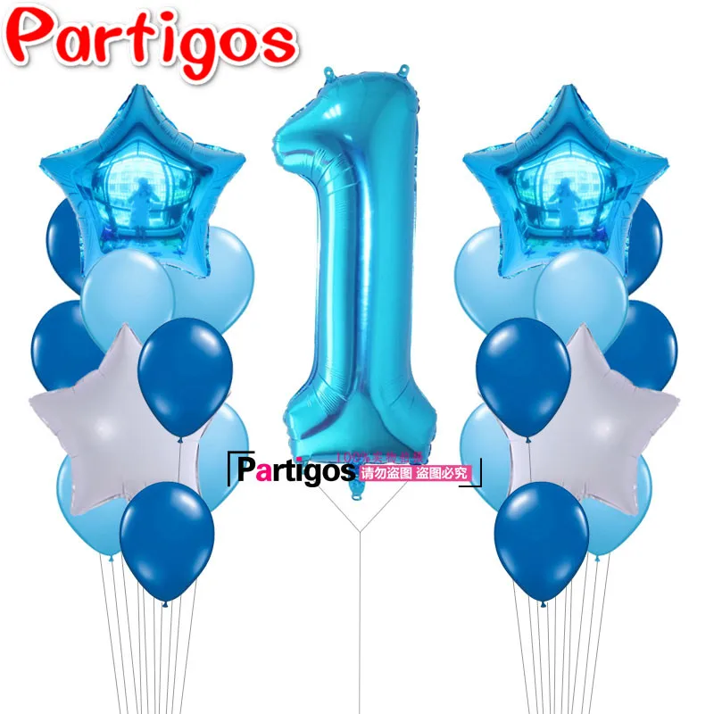 

21pcs 40inch Number 1 Foil Balloons Baby Shower 1st Birthday Party Decor Supplies Baby boy Girl balls 2.2g latex helium globos