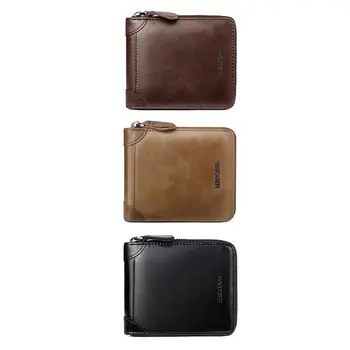 

Men Leather Short Wallet Credit Card Holder Purse Zipper Money Pockets Bag