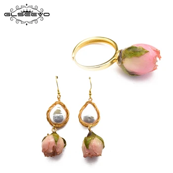 

XlentAg Really Flower Natural Fresh Water Baroque Pearl Ring Earrings For Women 925 Sterling Silver Fine Jewelry Sets GS0006