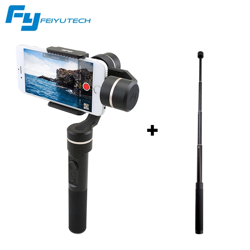 with extension pole FeiyuTech SPG брызг 3-осевой Карманный шарнирный стабилизатор для смартфона стабилизатор для iPhone X 8 7 6 Plus смартфон для Gopro Камера - Цвет: with extension pole