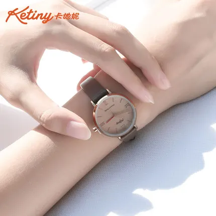 

2018 new ketiny ladies watch female students Korean version of the simple retro casual wild leather strap waterproof quartzwatch