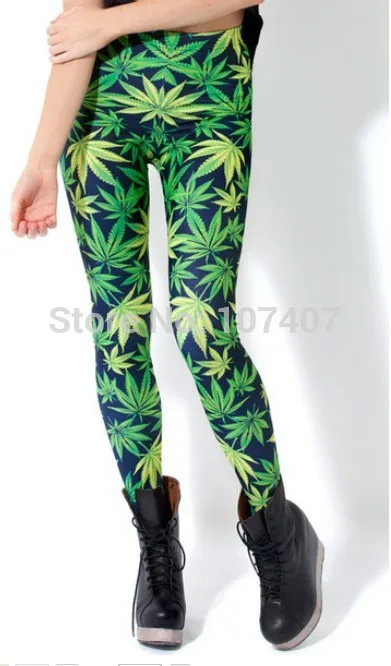 Самая низкая цена, новинка, женские леггинсы WOAH DUDE 2,0 HWMF, леггинсы с рисунком листьев, зеленые штаны