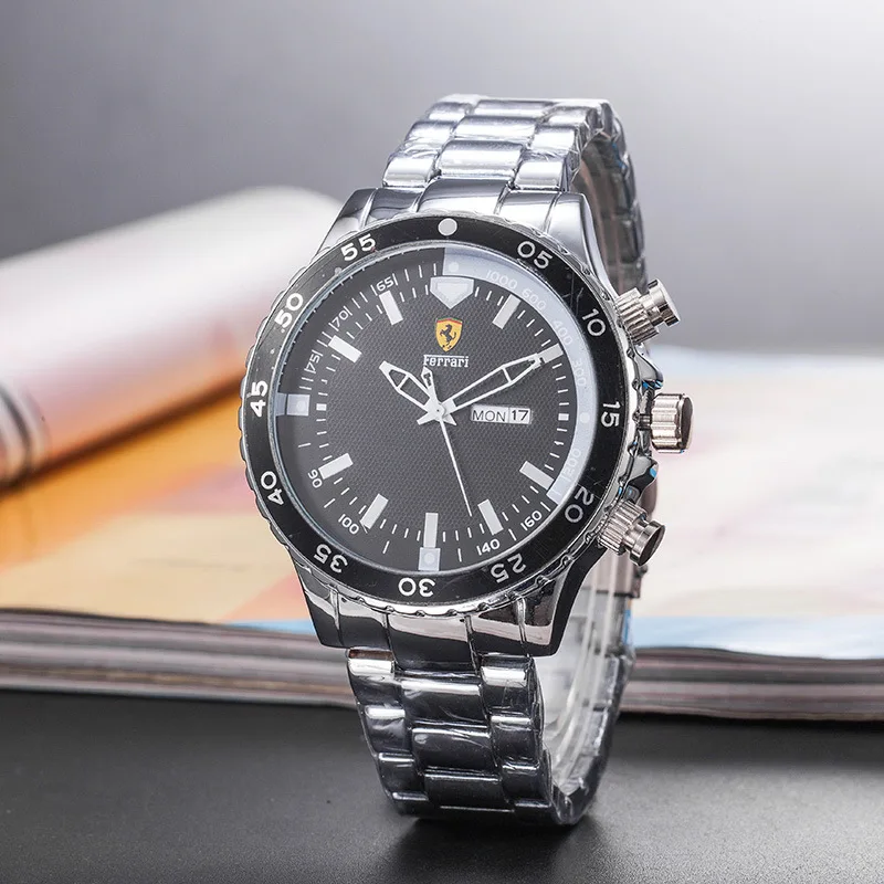 

2019 new fashion casual men's watch business sports quartz watch F1 racing Ferrari steel belt watch brand relogio masculino