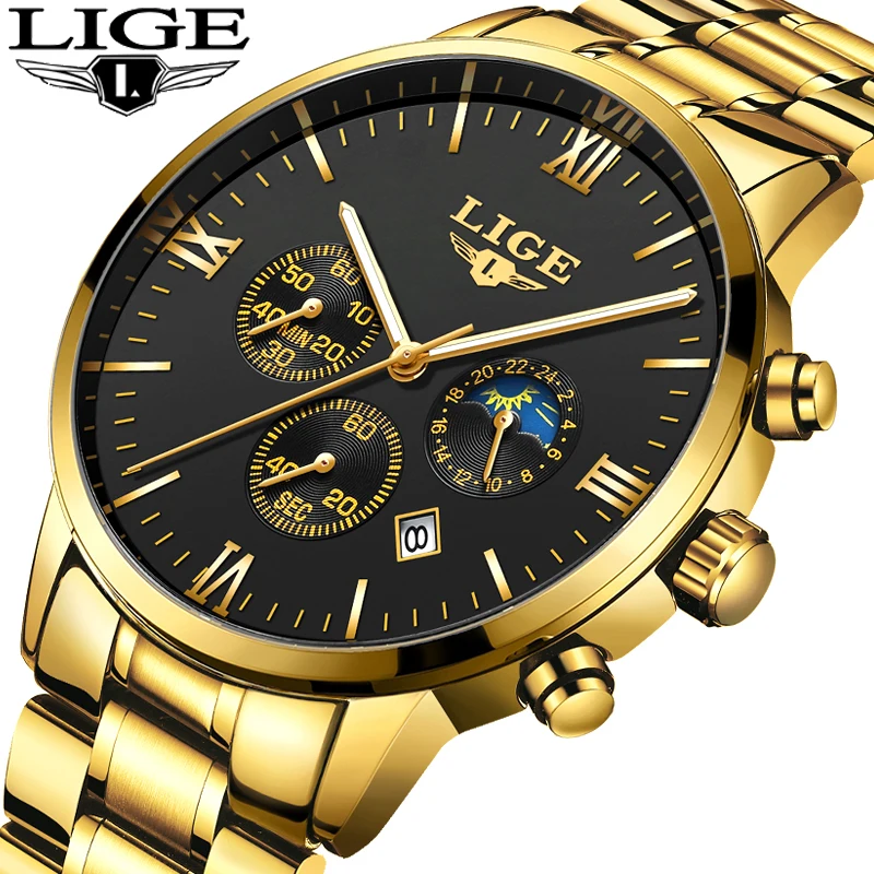 

LIGE Watch Men Fashion Sports Quartz Clock Mens Watches Top Brand Luxury Full Steel Business Waterproof Watch Relogio Masculino